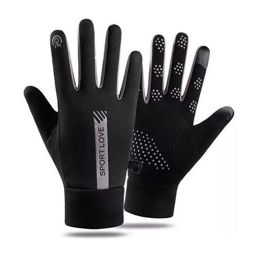 Black Fleece-Lined Touchscreen Winter Gloves